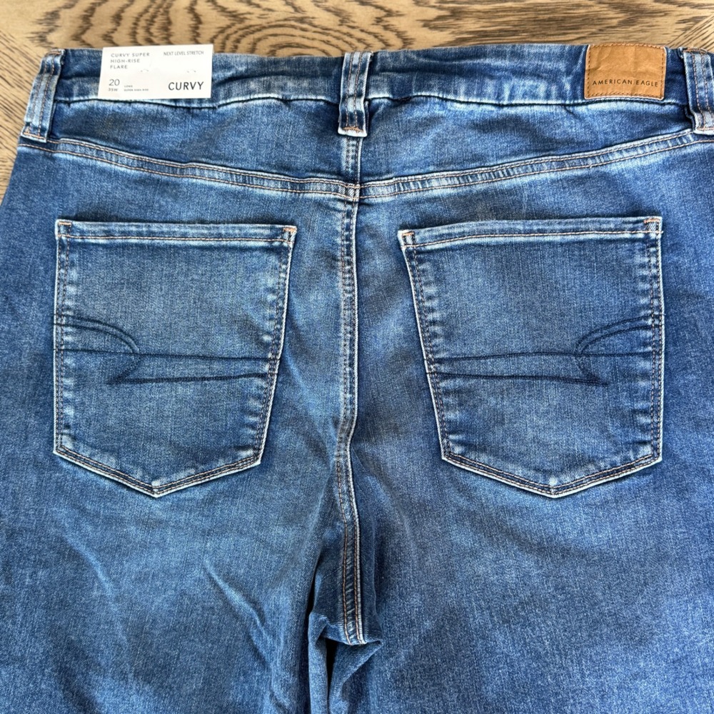 American Eagle Curvy Super High-Rise Flare Jeans Next Level Stretch 20 Long - Picture 3 of 11